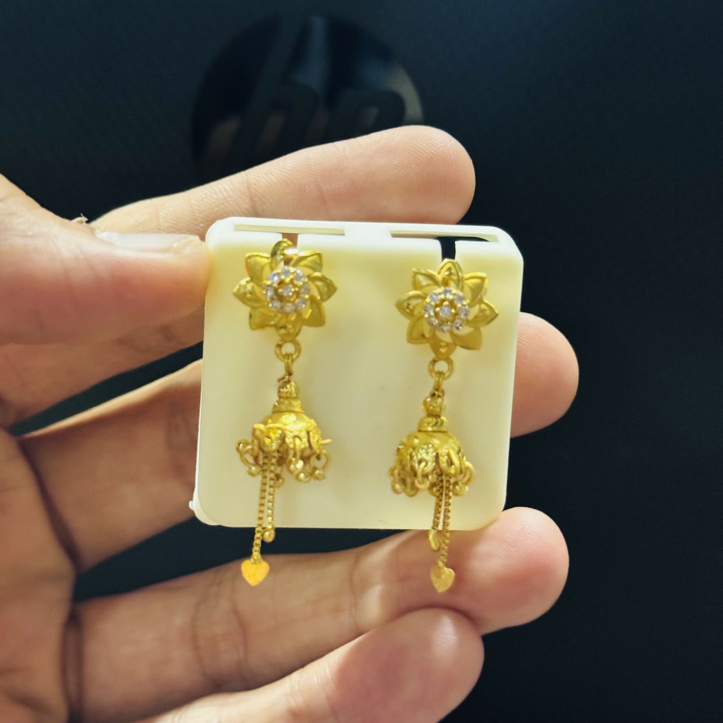 Designer Blossom Flower Jhumka Earrings – Elegant Daily Wear Jewelry