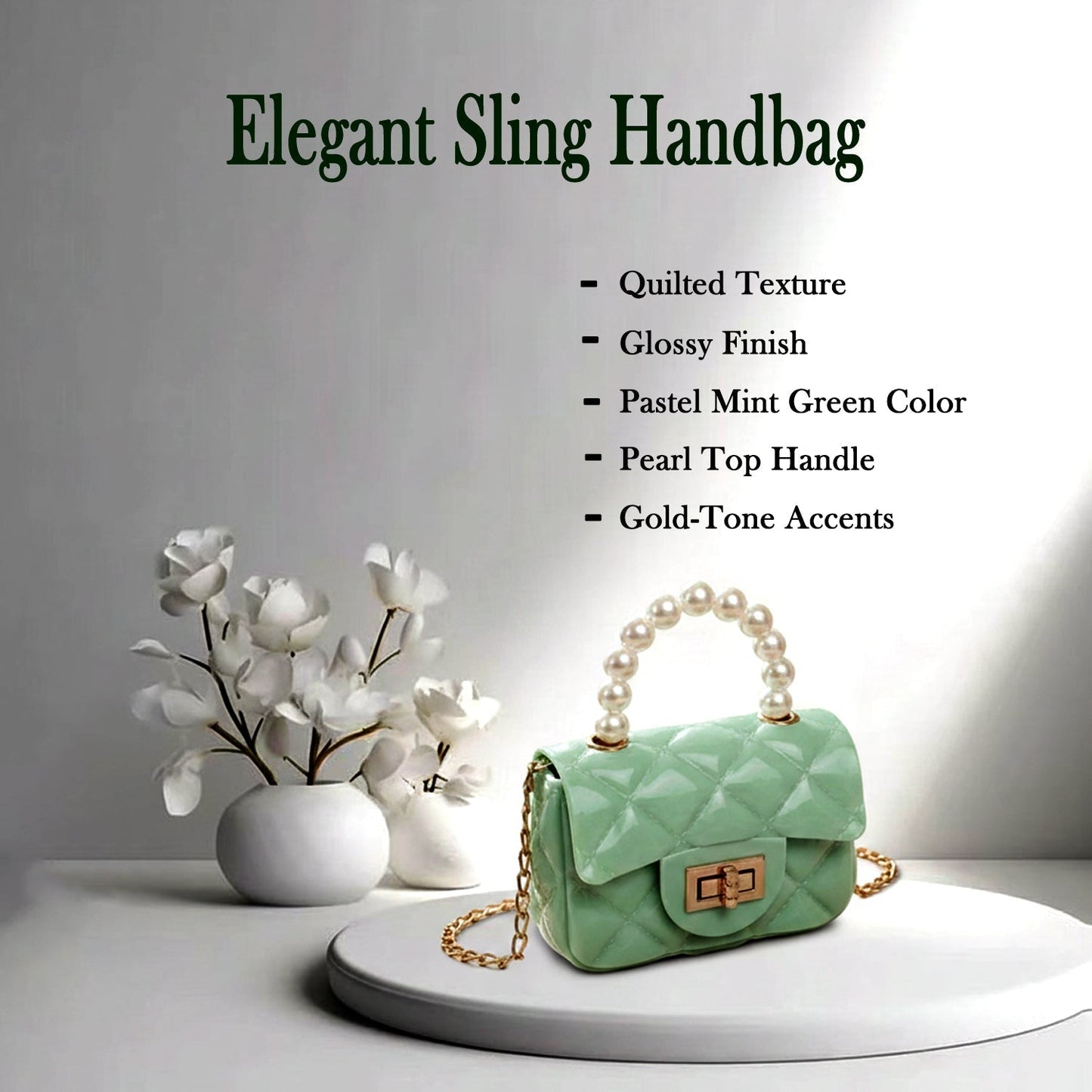 Quilted Mini Handbag – Elegant Pearl Handle & Chain Strap
