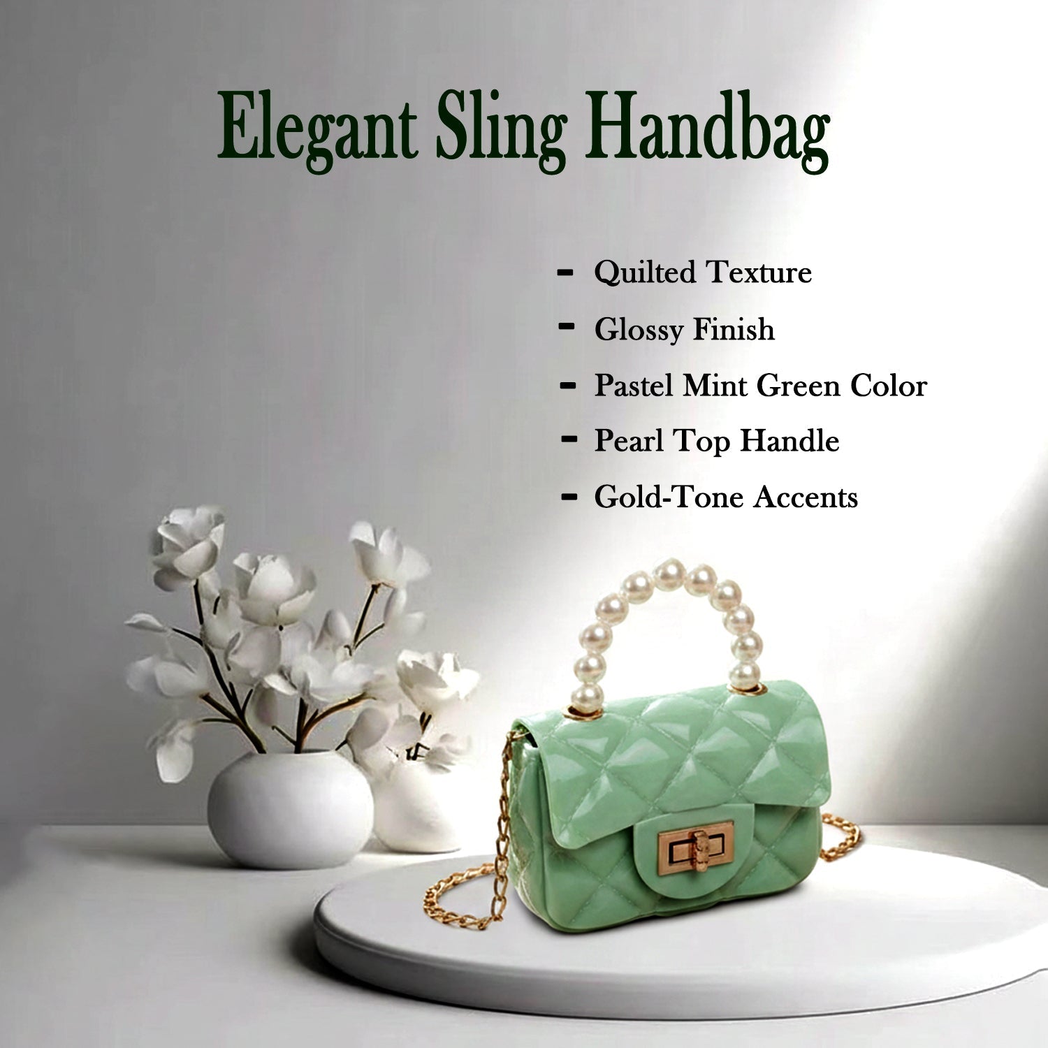 Quilted Mini Handbag – Elegant Pearl Handle & Chain Strap
