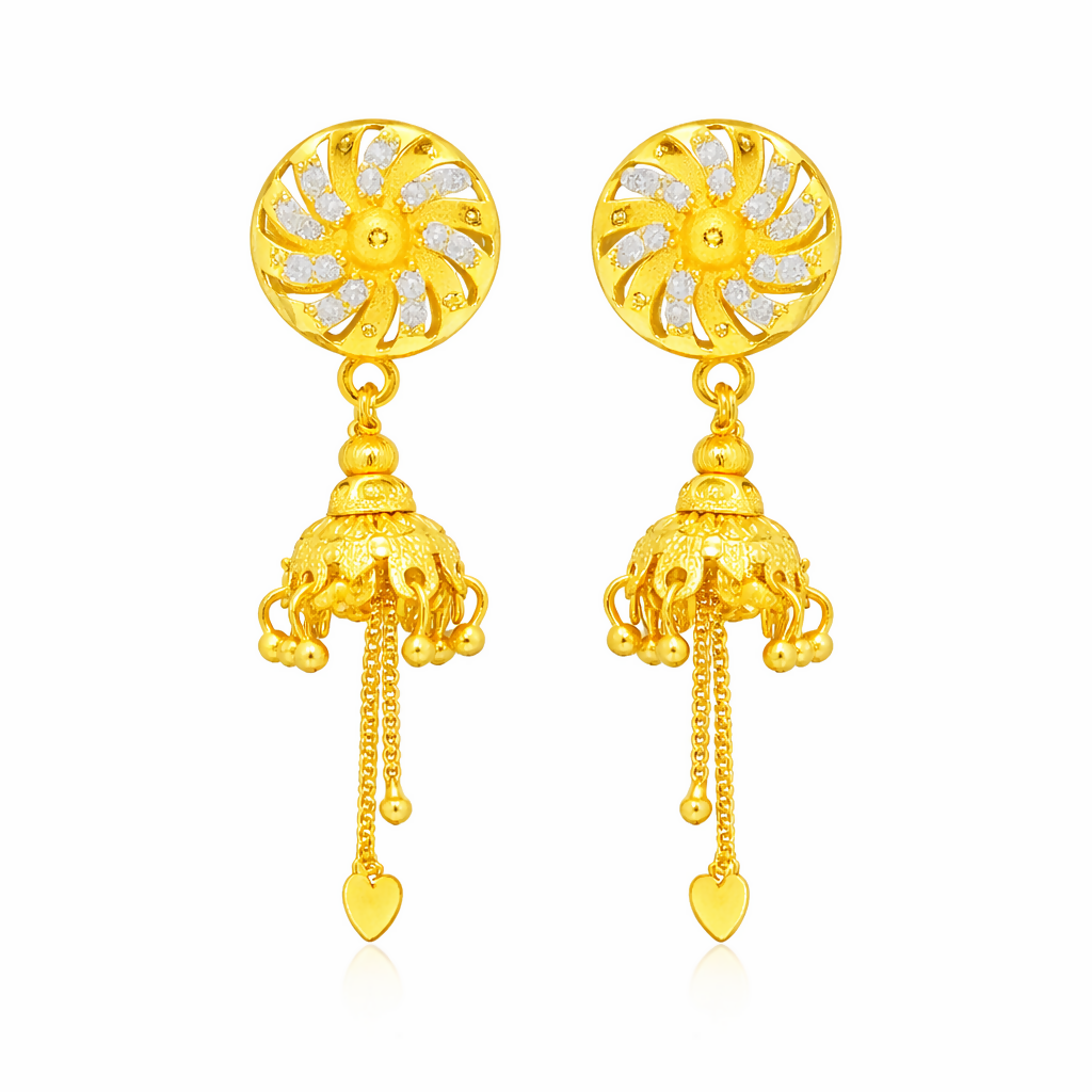 Diamonds Circle Earrings – Elegant Gold Plated Daily Wear Jewelry