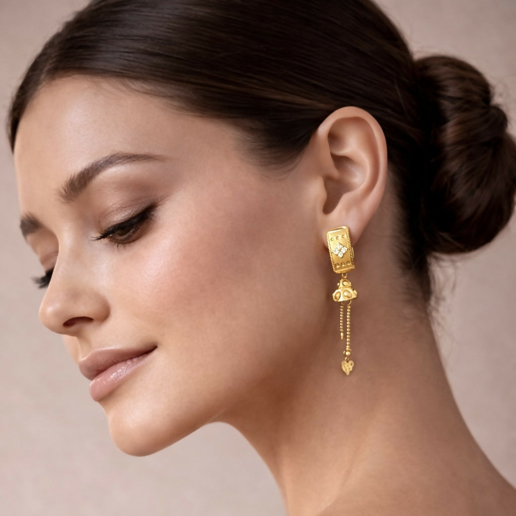 Daily Wear Earrings – Elegant Gold Teardrop Design for Every Occasion