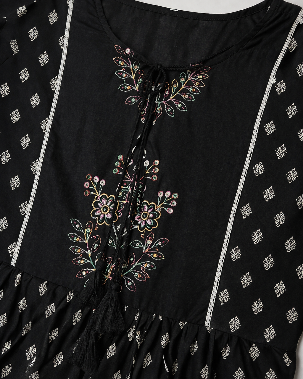 Black Embroidered Short Kurti for Women | Casual & Festive Wear Top | Love Naari