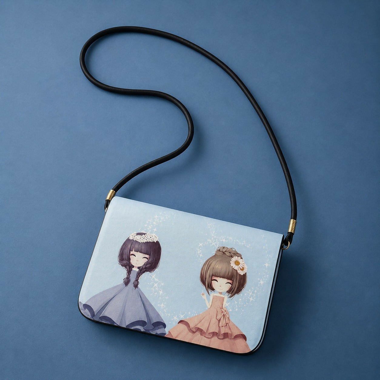 Blue Princess Print Sling Bag for Girls – Stylish & Compact
