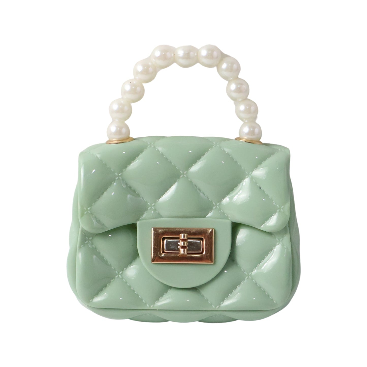 Quilted Mini Handbag – Elegant Pearl Handle & Chain Strap