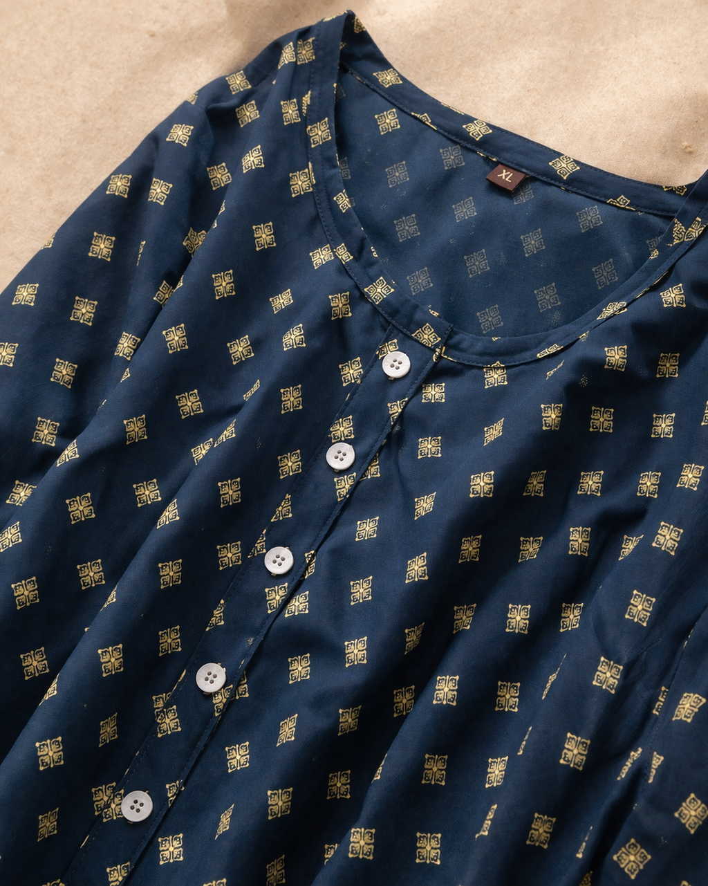Love Naari Navy Printed Long Kurti Top for Women – Casual Daily Wear