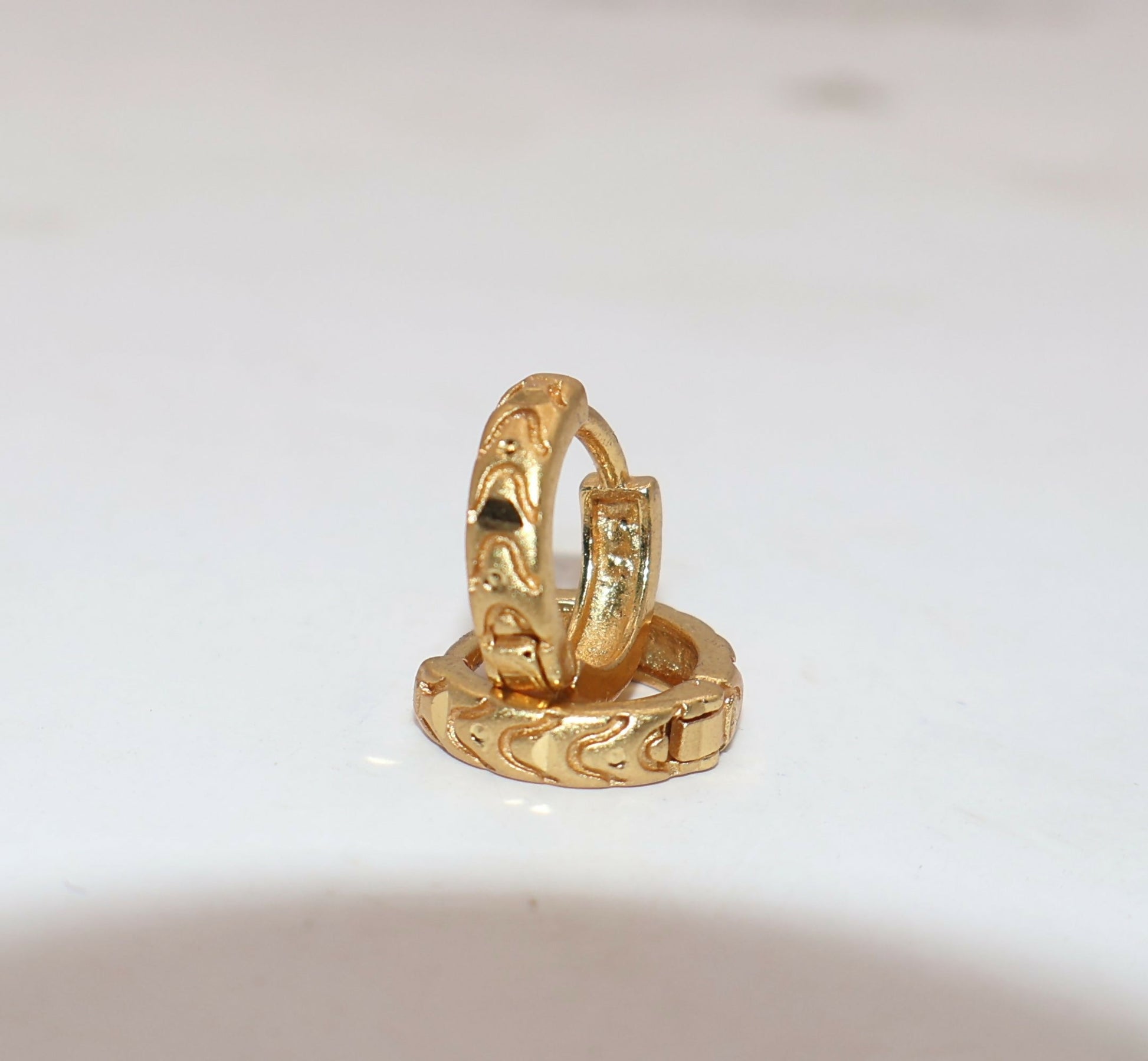 22K Gold Cutout Huggie Hoop Earrings – Elegant Traditional Daily Wear