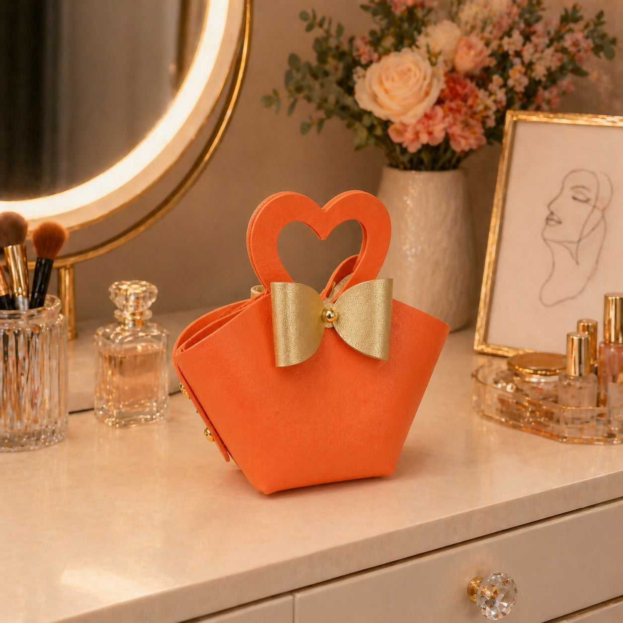 Mini Handbag – Compact & Stylish with Heart & Bow Details