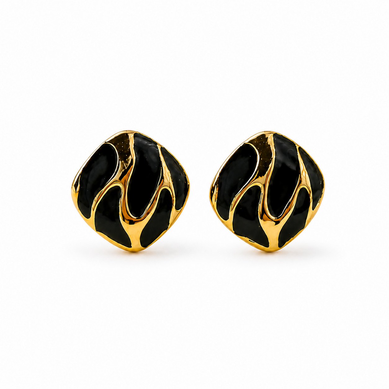 Black & Gold Stud Earrings – Trendy Daily Wear Accessory