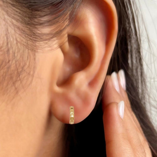 22K Gold Cutout Huggie Hoop Earrings – Elegant Traditional Daily Wear