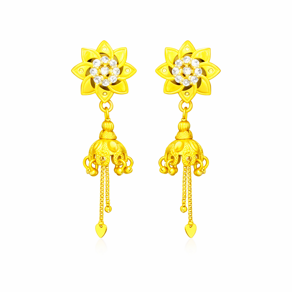 Designer Blossom Flower Jhumka Earrings – Elegant Daily Wear Jewelry