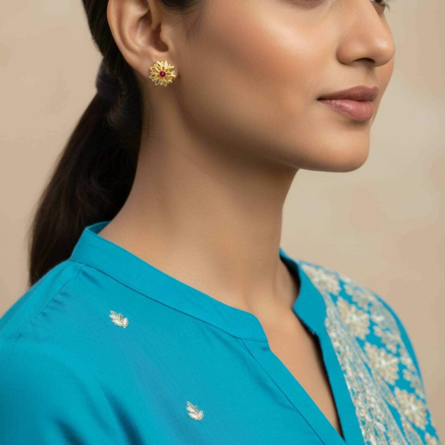Golden Jhumki Earrings – Lightweight Traditional Indian Jewellery