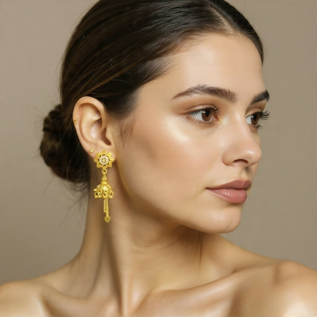 Designer Blossom Flower Jhumka Earrings – Elegant Daily Wear Jewelry