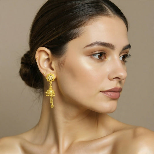 Designer Blossom Flower Jhumka Earrings – Elegant Daily Wear Jewelry