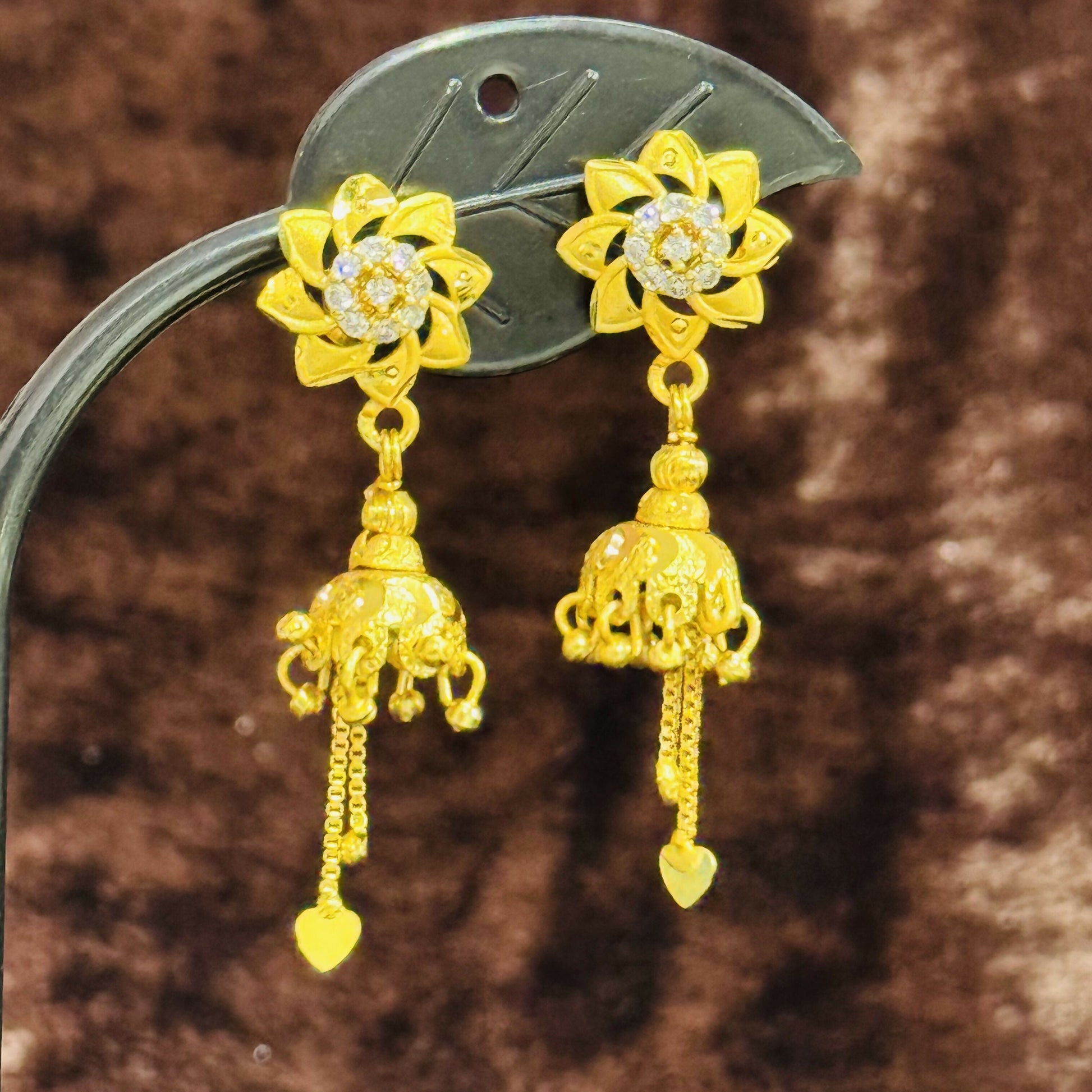 Designer Blossom Flower Jhumka Earrings – Elegant Daily Wear Jewelry