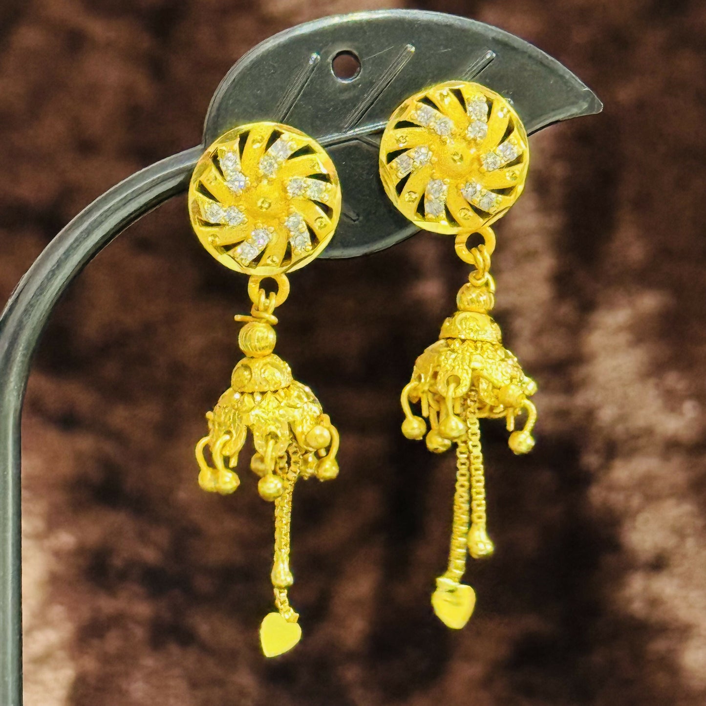 Diamonds Circle Earrings – Elegant Gold Plated Daily Wear Jewelry