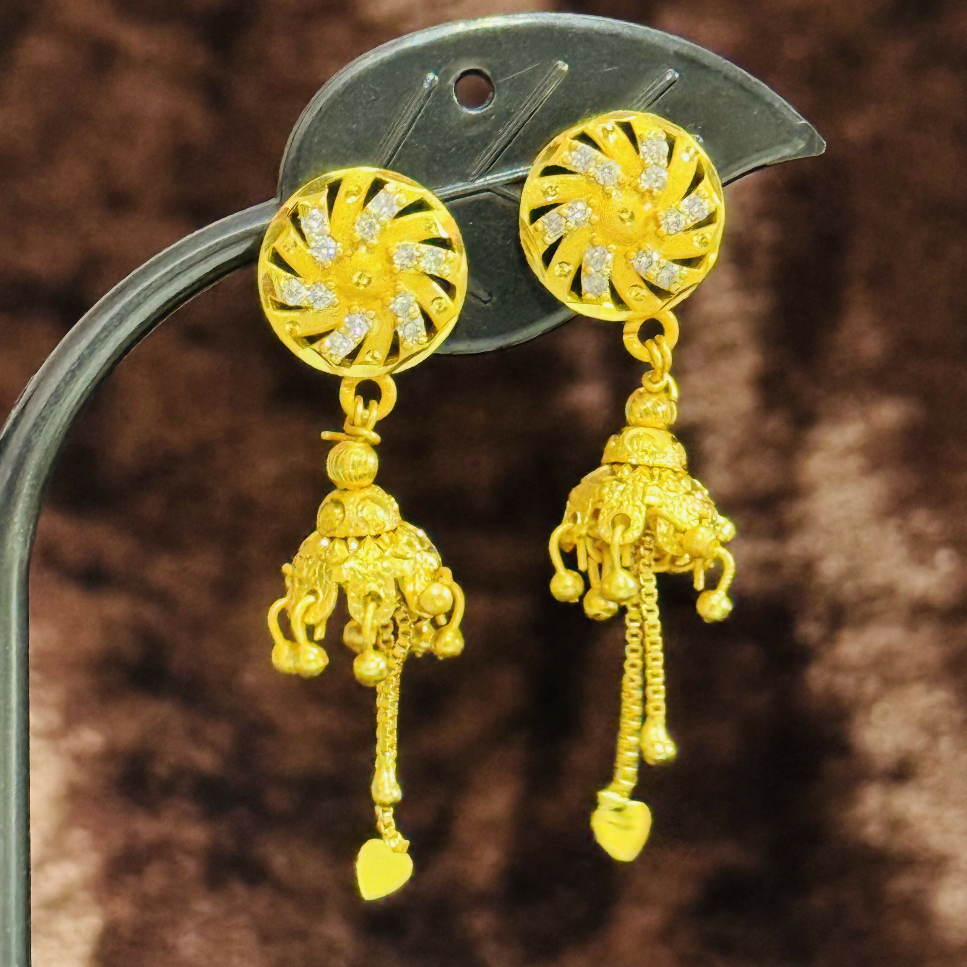 Diamonds Circle Earrings – Elegant Gold Plated Daily Wear Jewelry