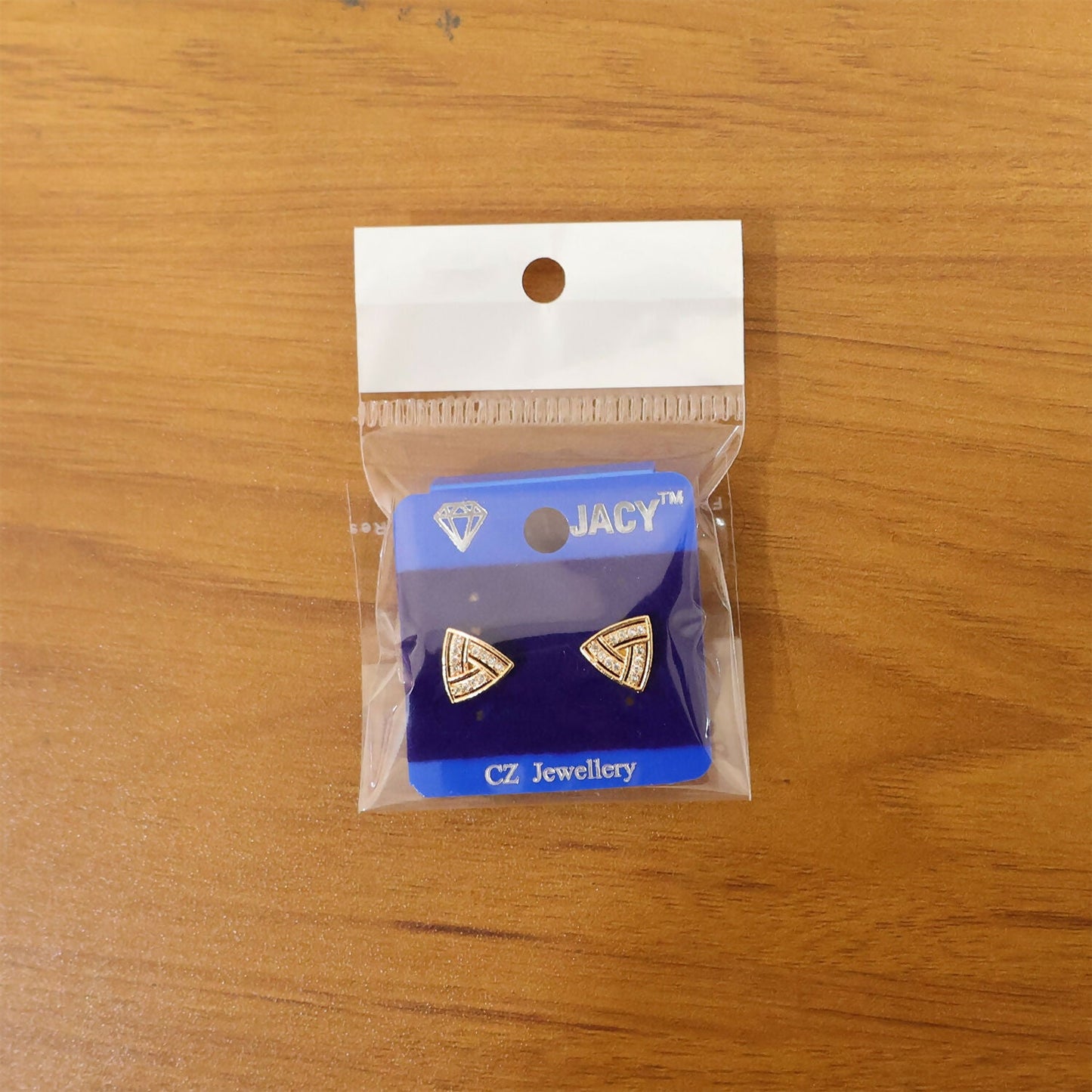 Triangle CZ Stud Earrings Gold Finish – Elegant Daily Wear