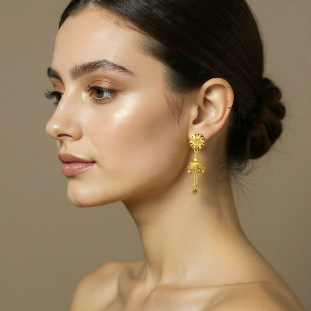 Diamonds Circle Earrings – Elegant Gold Plated Daily Wear Jewelry